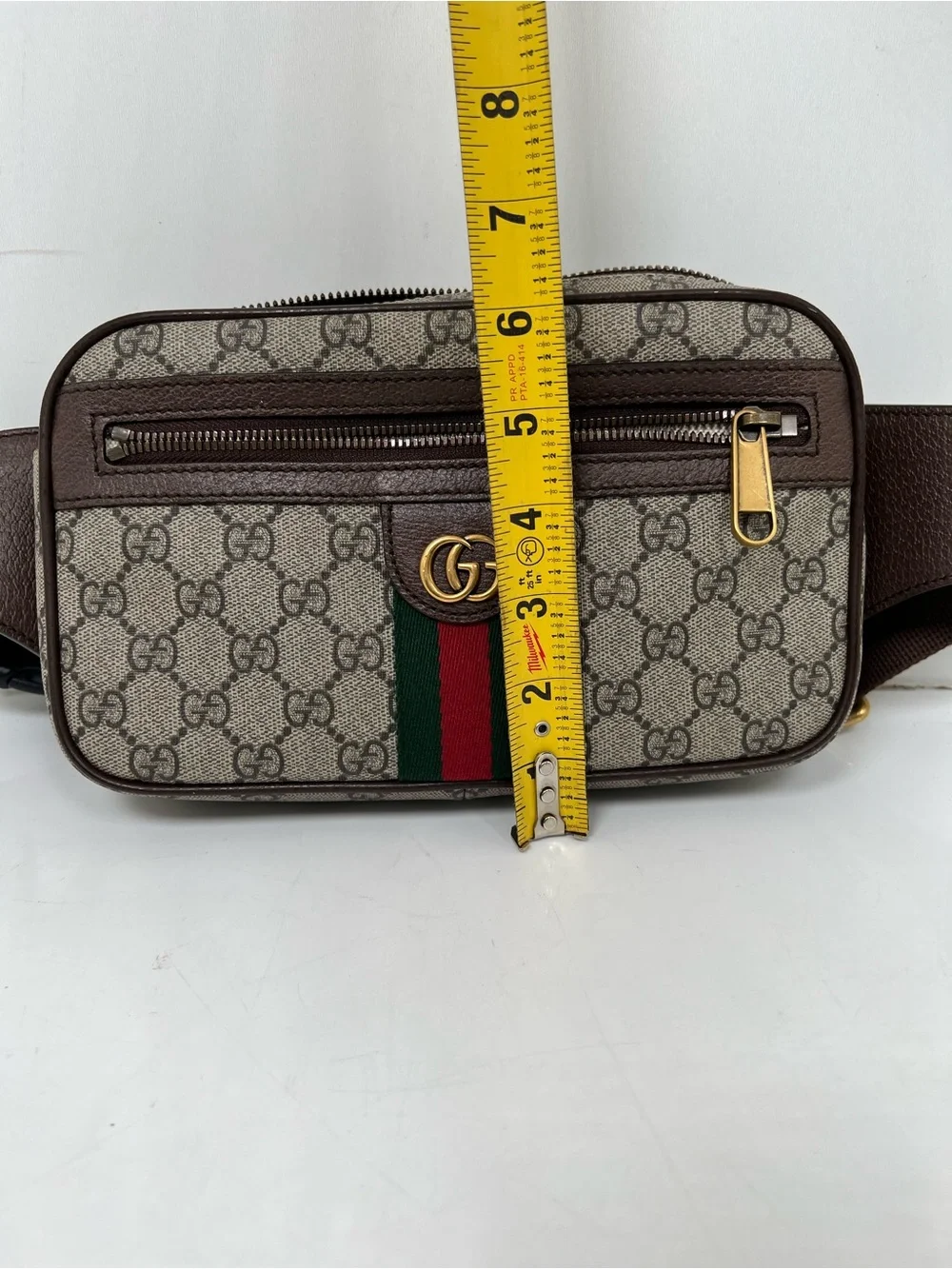 Gucci Soft GG Supreme Monogram Medium Ophidia Belt Bag Dark Brown